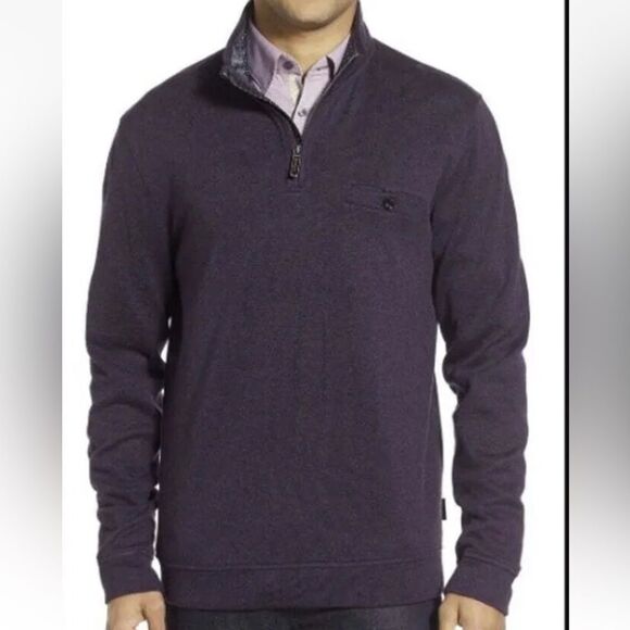 Ted Baker Mens Valerio Quarter Zip Sweater Size XXL Black Pullover Wool Blend - Picture 1 of 4